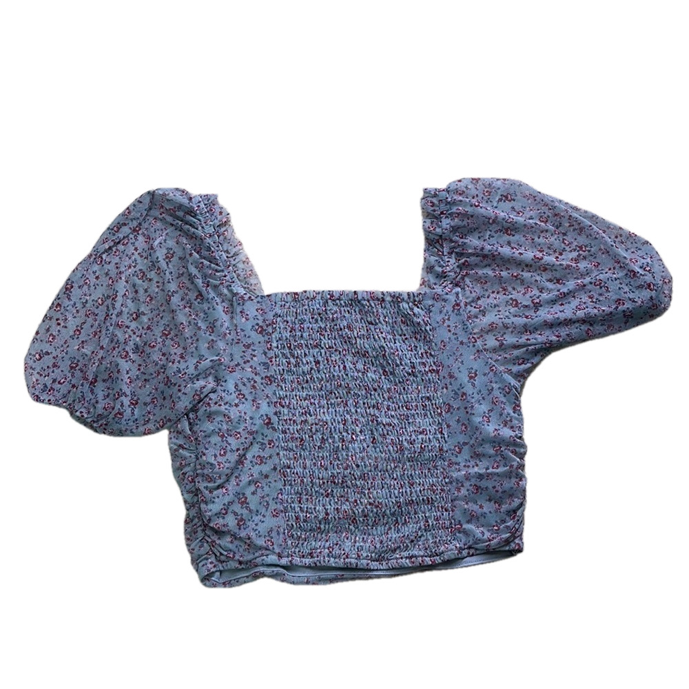 Wild Fable Crop Raglan Sleeve Stretch Floral Size Medium - Picture 5 of 7